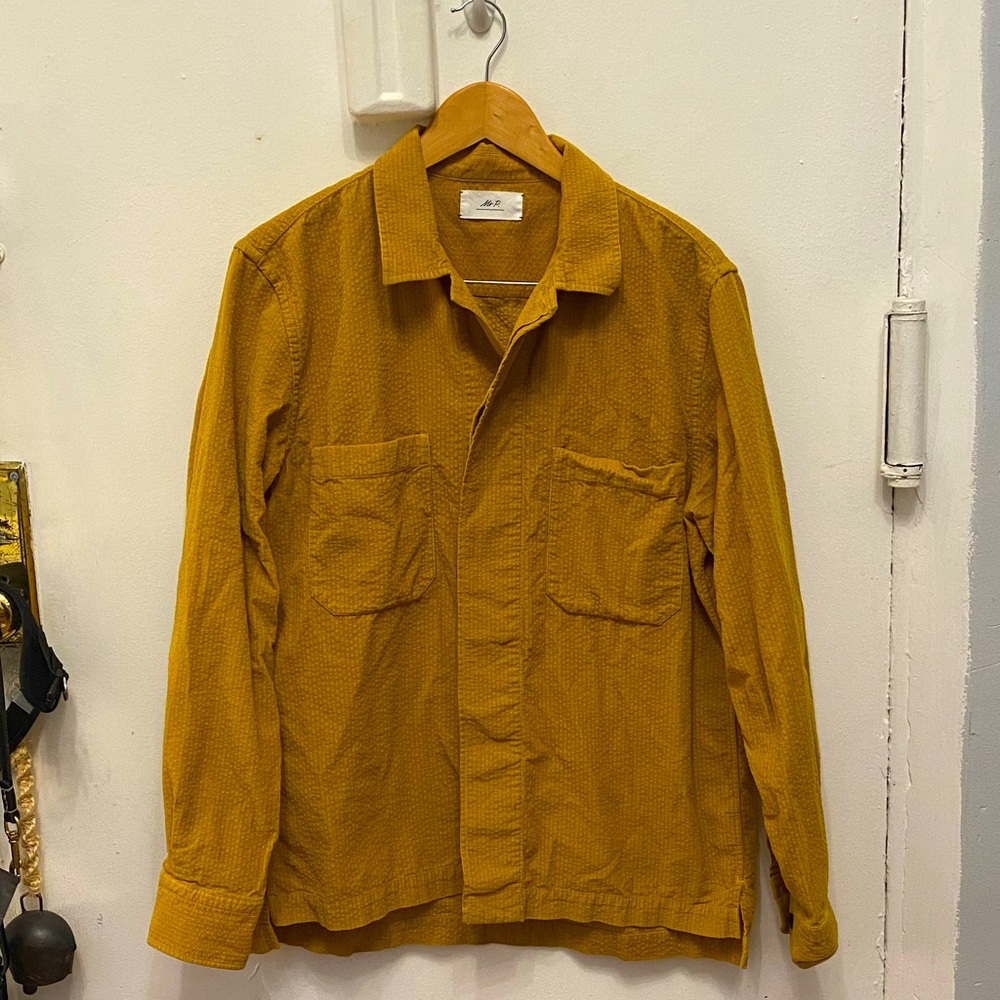 Mr. Porter Mr. P Corduroy Mustard Yellow Button Down Shirt - Size Large